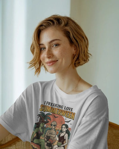 I Freaking Love Summerween T-Shirt - Halloween Summer Vibes Graphic Tee - Spooky Beach Party Shirt