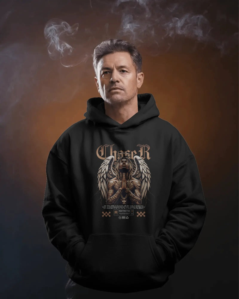 Vintage Angel Wings Hoodie - Gothic Renaissance Art Pullover Sweatshirt with Classical Angel Design