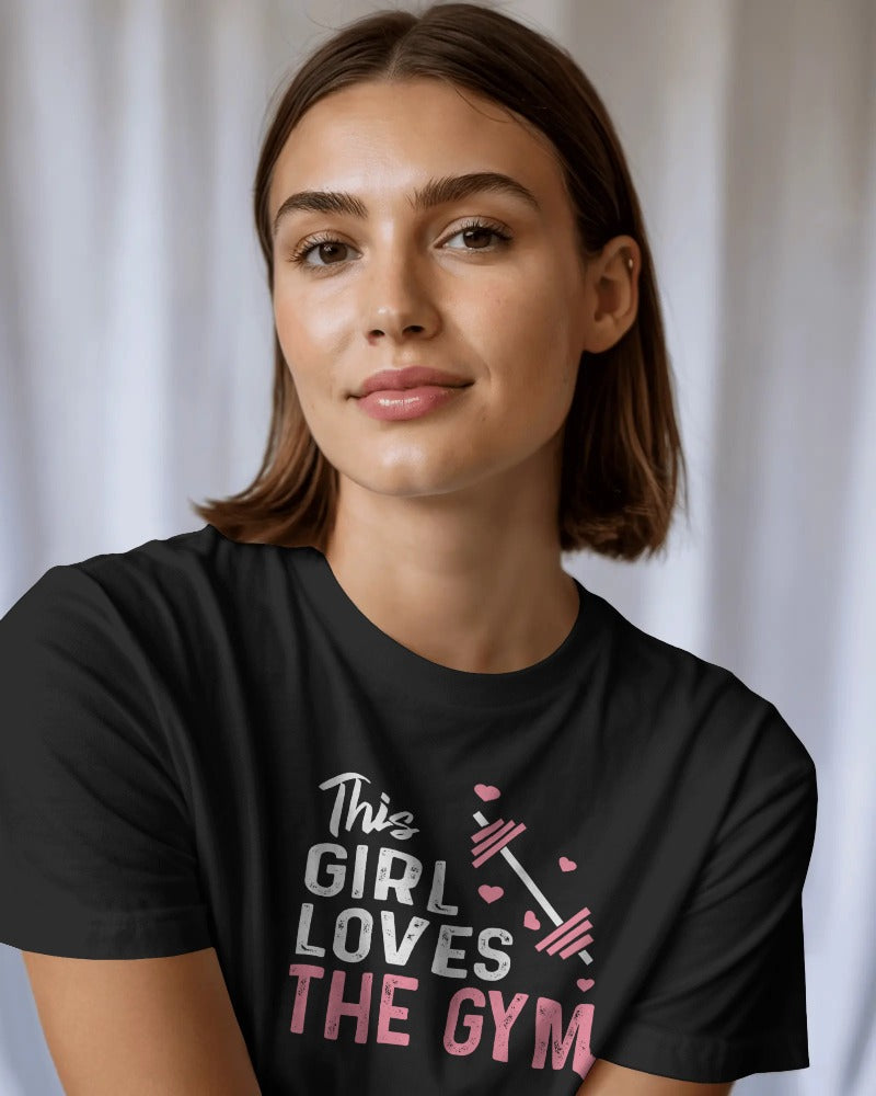 This Girl Loves the Gym T-Shirt – Women’s Fitness Workout Graphic Tee