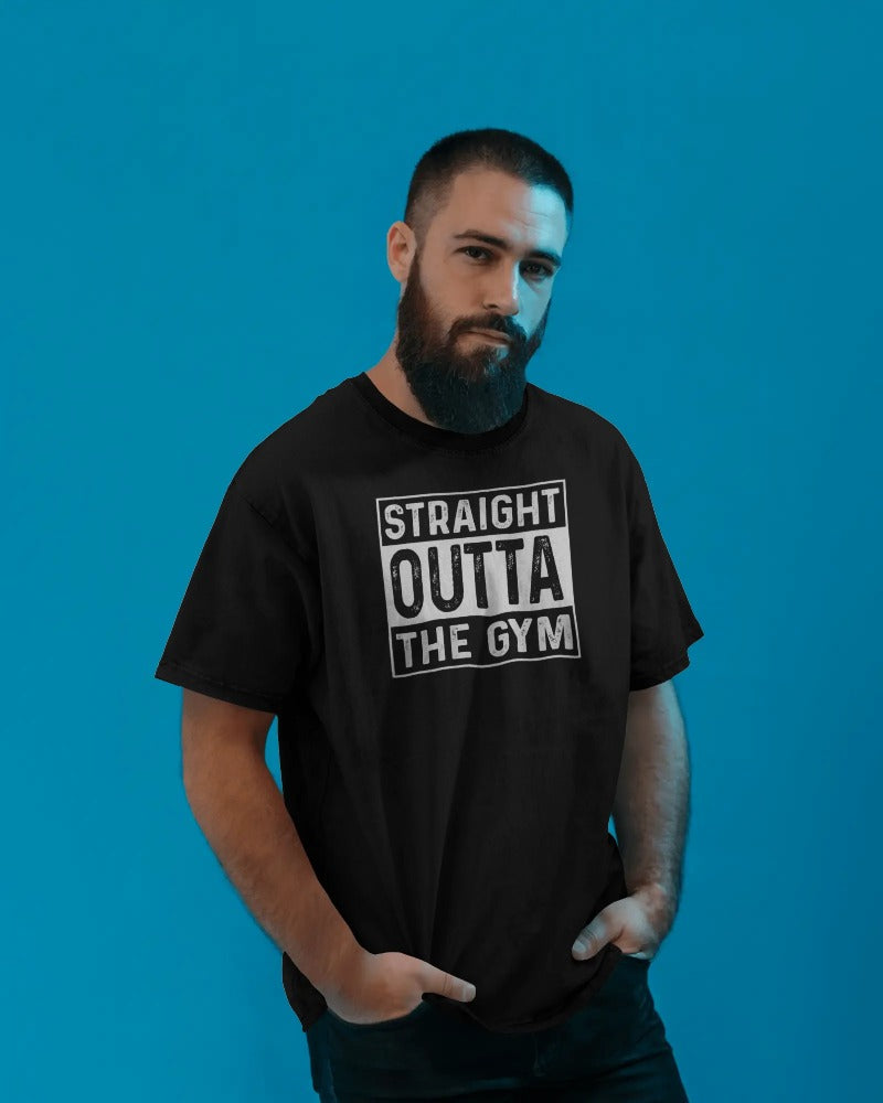 "Straight Outta The Gym" Black Cotton Fitness T-Shirt - Premium Workout Graphic Tee
