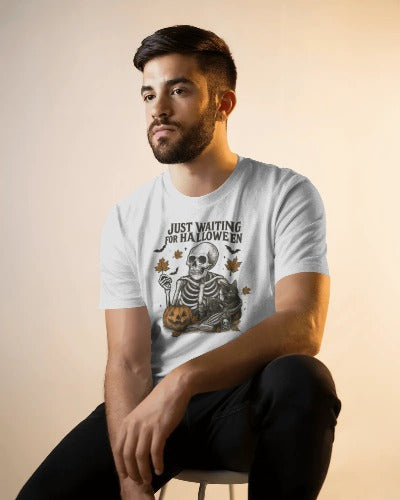 Just Waiting for Halloween Skeleton T-Shirt