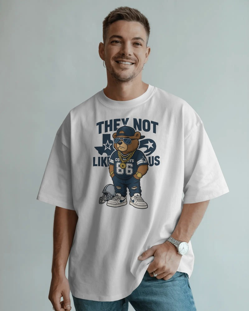 "They Not Like Us" Bear Mascot Football T-Shirt - Streetwear Graphic Tee