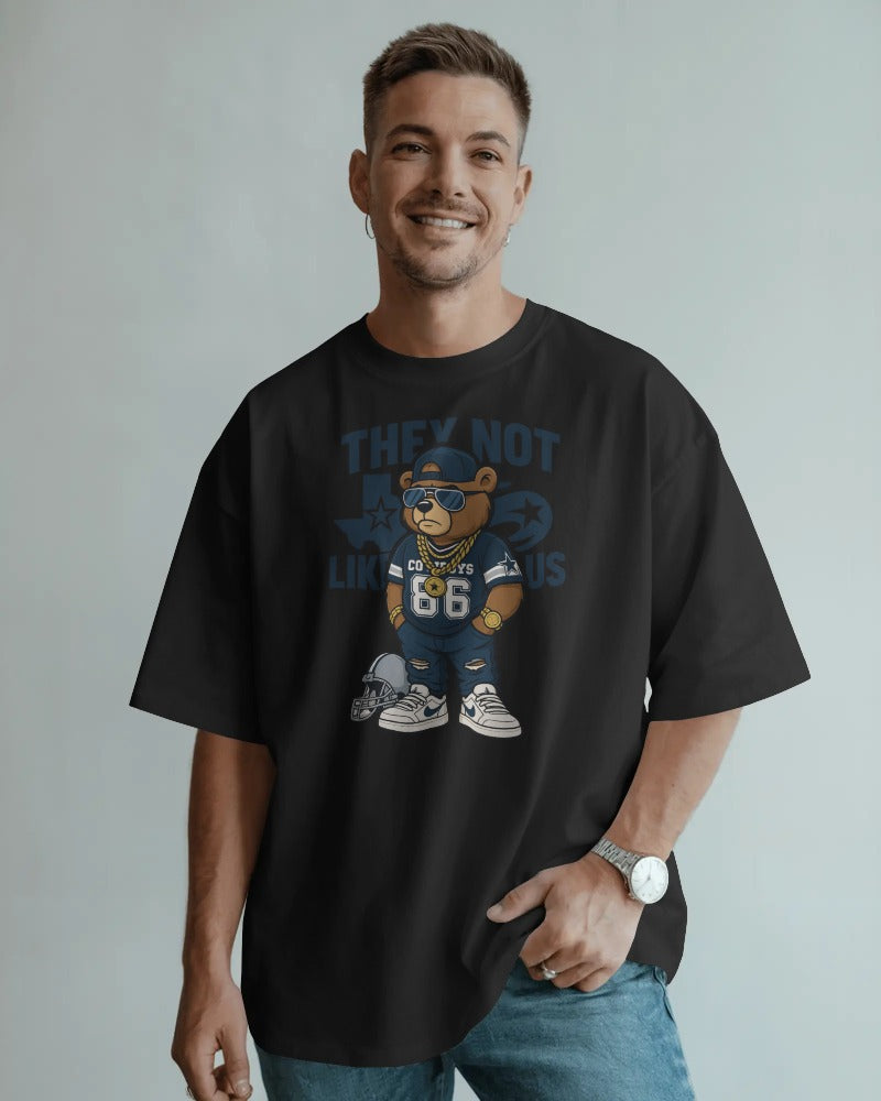 "They Not Like Us" Bear Mascot Football T-Shirt - Streetwear Graphic Tee