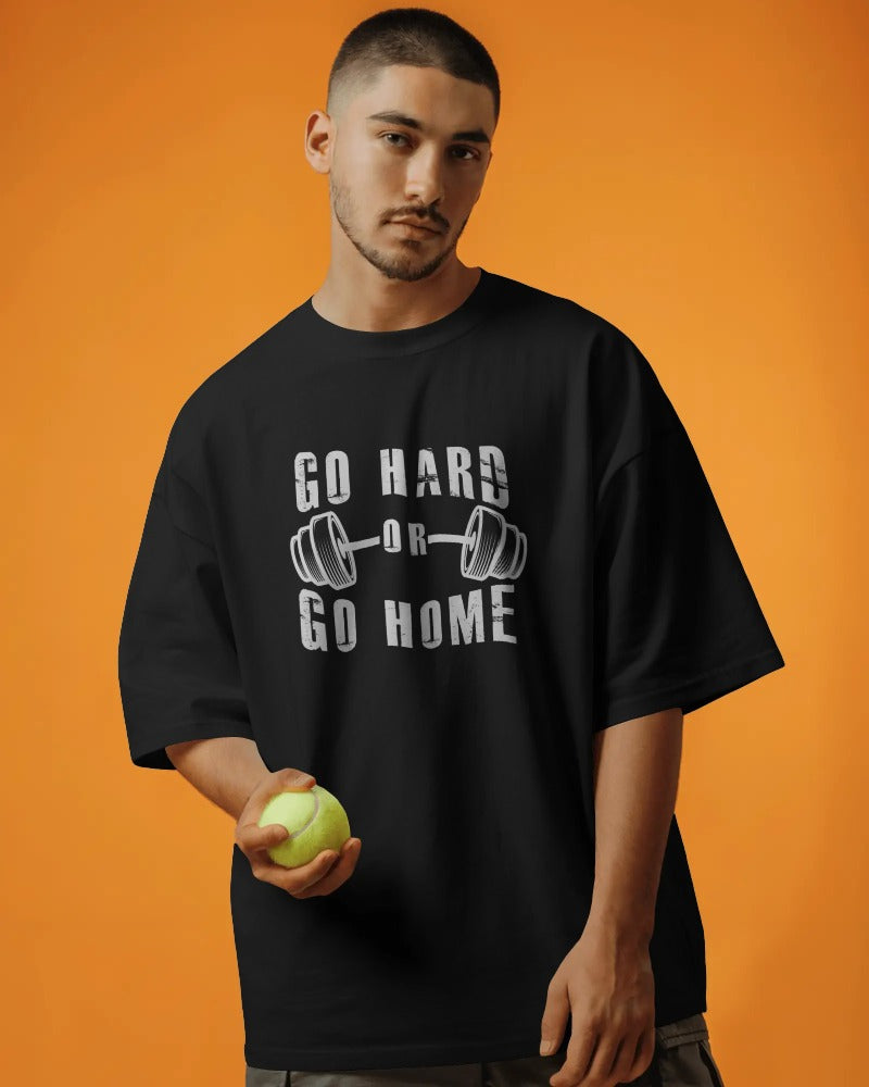 "Go Hard or Go Home" Black Weightlifting T-Shirt - Motivational Gym Graphic Tee