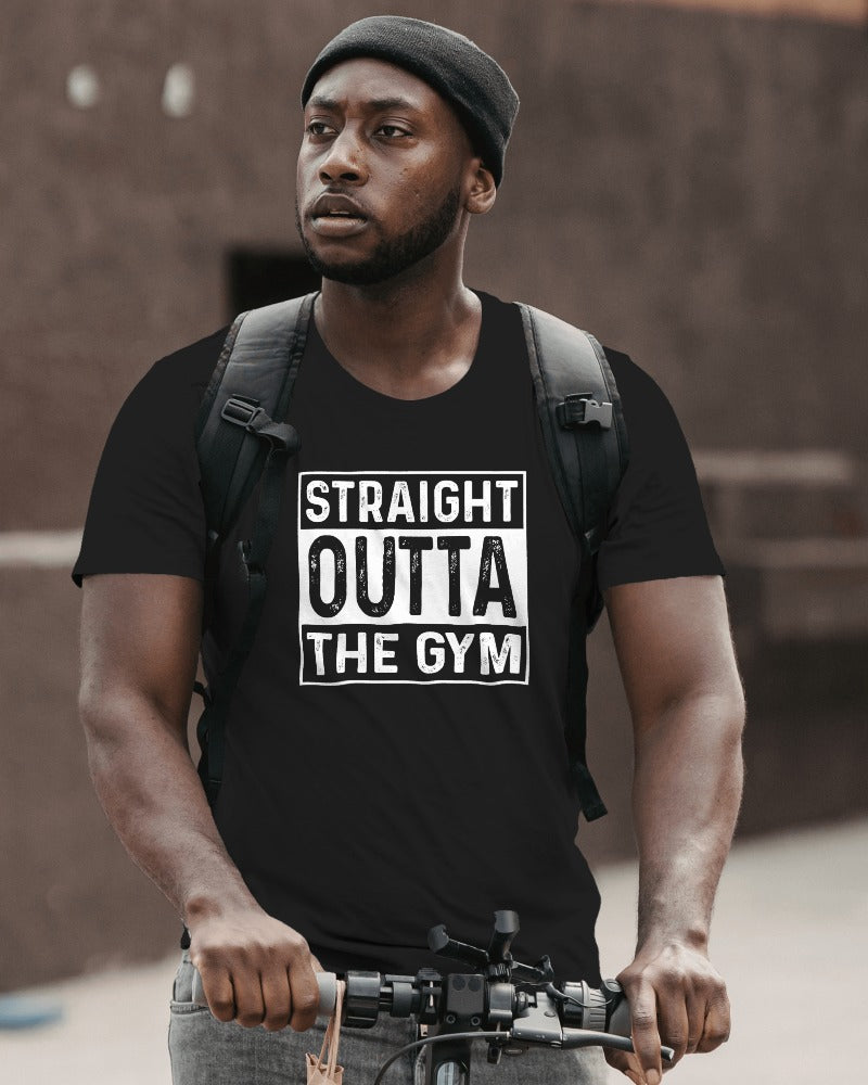 "Straight Outta The Gym" Black Cotton Fitness T-Shirt - Premium Workout Graphic Tee