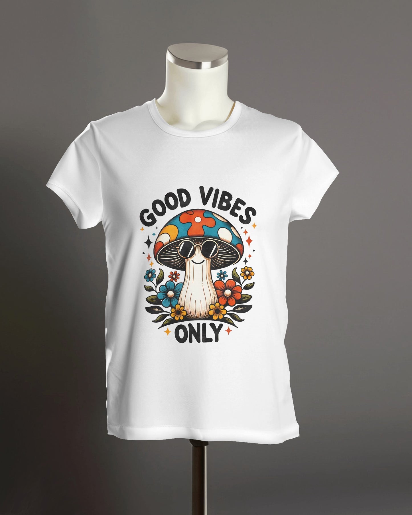 Good Vibes Only Psychedelic Mushroom Graphic Tee