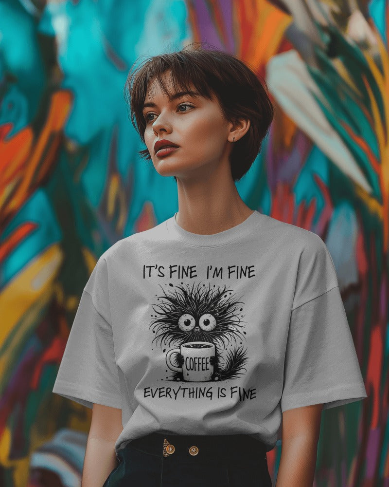 "Everything Is Fine" Crazy Cat Coffee T-Shirt