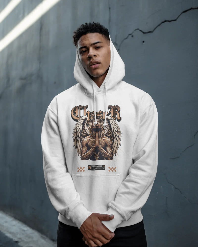 Vintage Angel Wings Hoodie - Gothic Renaissance Art Pullover Sweatshirt with Classical Angel Design