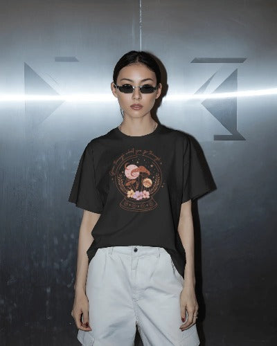 "Through What You Go Through" Mushroom Crystal Ball T-Shirt - Mystical Boho Graphic Tee - Spiritual Witchy Apparel