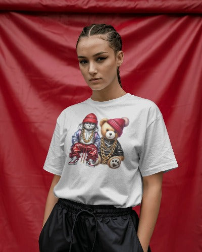 Hip Hop Teddy Bear T-Shirt - Funny Street Style Panda Bear Graphic Tee