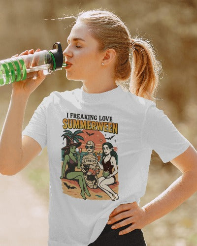 I Freaking Love Summerween T-Shirt - Halloween Summer Vibes Graphic Tee - Spooky Beach Party Shirt