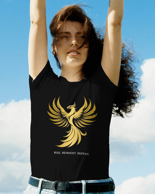 Rise & Reinvent Phoenix Tee – Women’s Empowerment Graphic Shirt