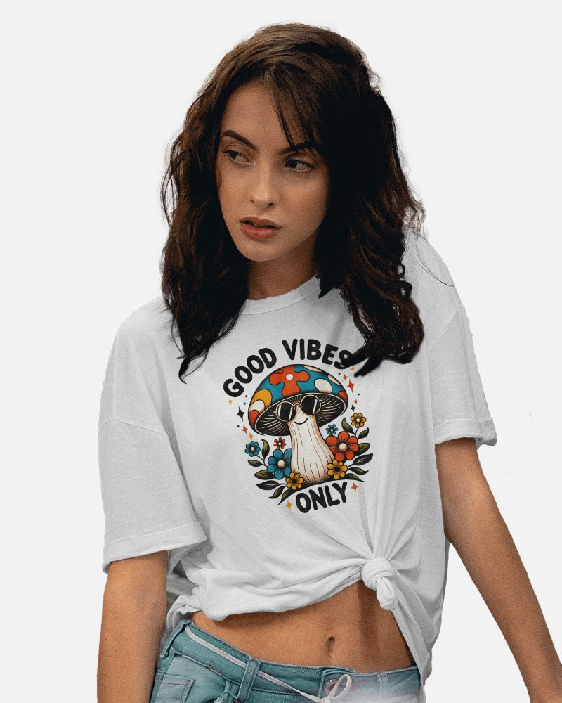 Good Vibes Only Psychedelic Mushroom Graphic Tee